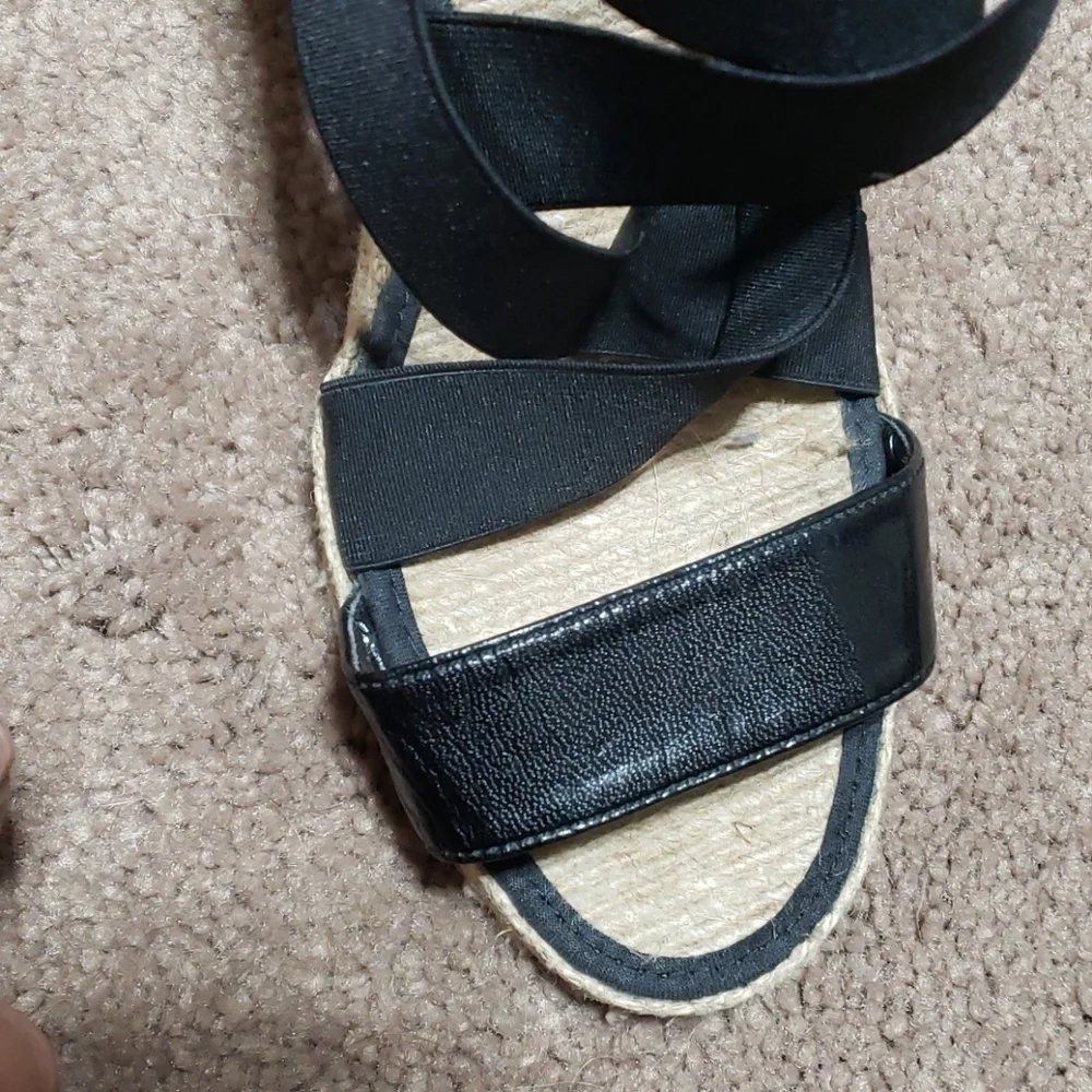 Lauren Ralph Lauren black strappy rope heels